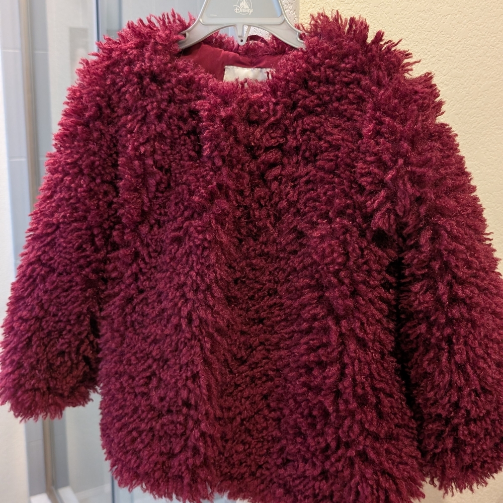 Janie and Jack Plush Kids' Jacket - Deep Burgundy